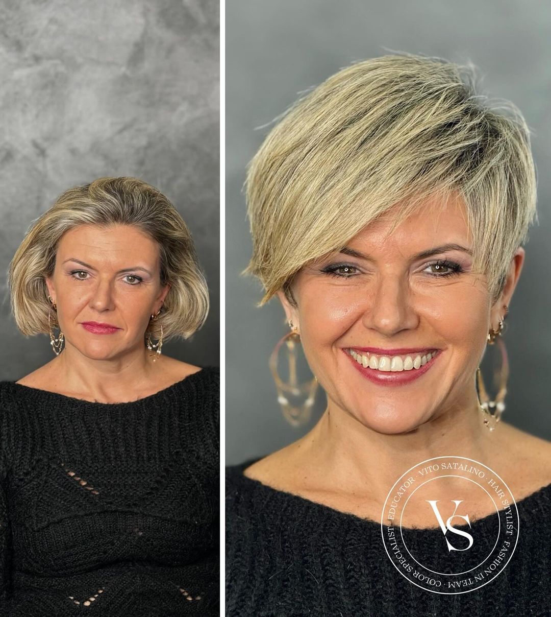 Long Blonde Pixie Before and After