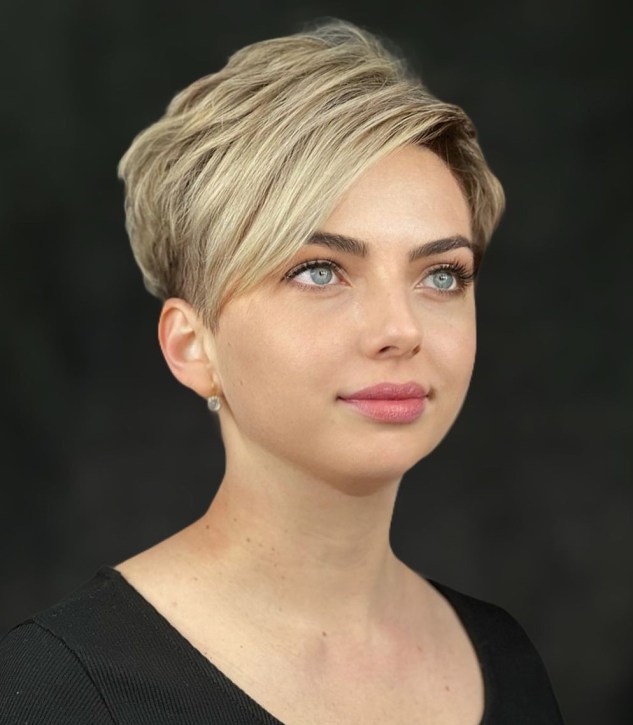 Long Comb Over Pixie for Round Faces