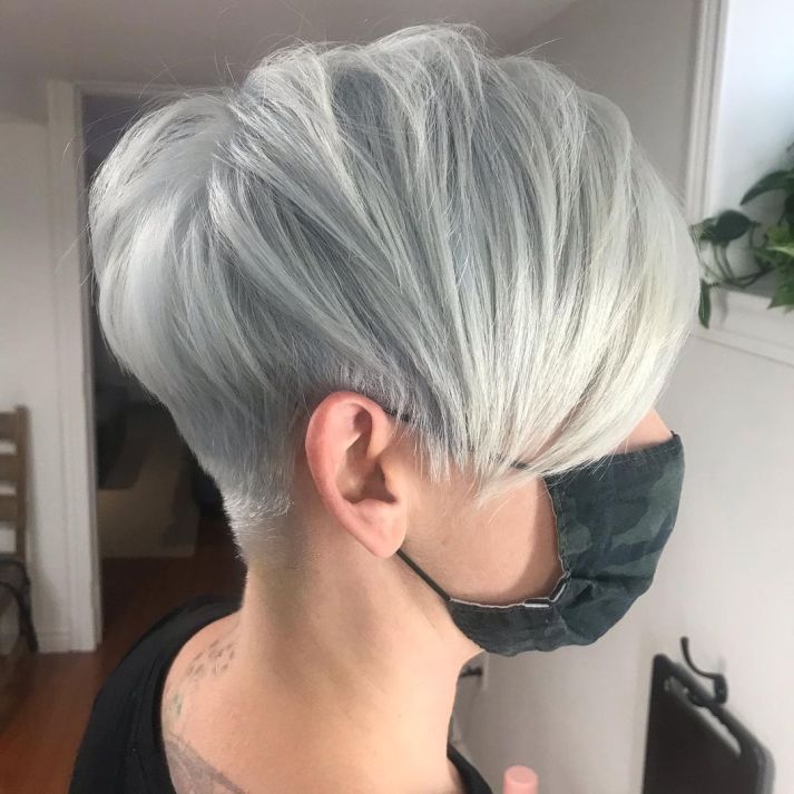 Long Silver Pixie Cut with Undercut